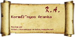 Kormányos Aranka névjegykártya