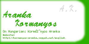 aranka kormanyos business card